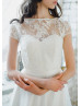 Short Sleeve Ivory Lace Tulle Wedding Dress